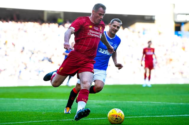 Jamie Carragher appearing at a legends match at Ibrox in 2019. Picture: SNS