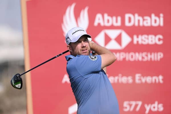 Richie Ramsay hits a tee shot during the Abu Dhabi HSBC Championship Pro-Am at Yas Links. Picture: Ross Kinnaird/Getty Images.