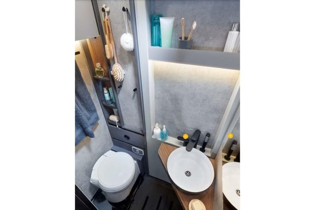 The shower room has a whole host of clever space-saving solutions meaning you'll never be short for a place to leave your toothbrush.
