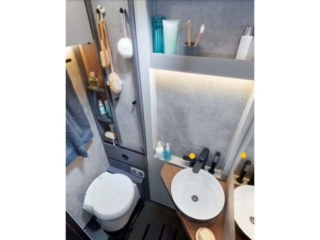The shower room has a whole host of clever space-saving solutions meaning you'll never be short for a place to leave your toothbrush.