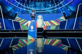 The UEFA European Championship trophy on the stage before the UEFA Euro 2024 qualifying group stage draw at Messe Frankfurt on October 09, 2022 in Frankfurt am Main, Germany. (Photo by Thomas Lohnes/Getty Images)