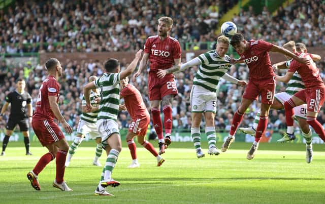 Aberdeen conceded an early goal to Celtic after Stephen Welsh headed home a corner.