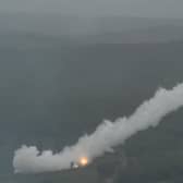 Russian Uragan self-propelled 220mm multiple rocket launchers fire projectiles during the 'Vostok-2022' military exercises. Picture: Kirill Kudryavtsev/AFP via Getty Images