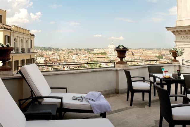 The rooftop terrace of Hotel Hassler in Rome has views across the city. Pic: Contributed