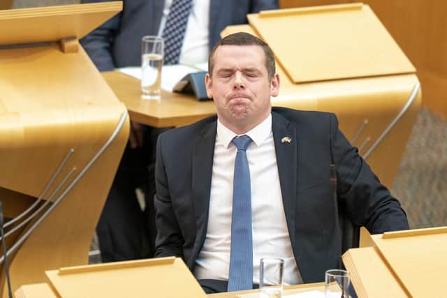 Scottish Conservative leader Douglas Ross during First Minister's Questions. Picture: Jane Barlow/PA Wire