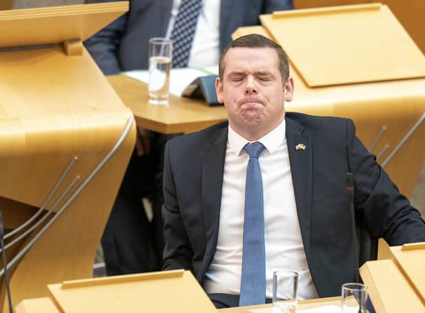Scottish Conservative leader Douglas Ross during First Minister's Questions. Picture: Jane Barlow/PA Wire