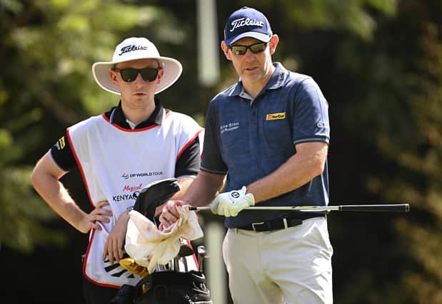 NAIROBI, KENYA - MARCH 09: Stephen Gallacher of Scotland plays the 10th hole during the first round of the Magical Kenya Open Presented by Absa at Muthaiga Golf Club on March 09, 2023 in Kenya. (Photo by Stuart Franklin/Getty Images)