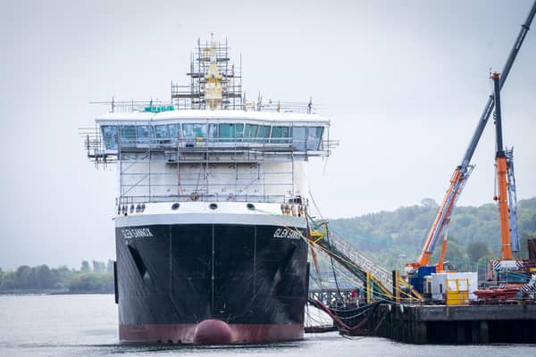 Work continues on the unfinished Glen Sannox ferry at the Ferguson Marine shipyard in Port Glasgow (Picture: Jane Barlow/PA)