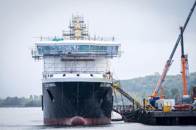 Work continues on the unfinished Glen Sannox ferry at the Ferguson Marine shipyard in Port Glasgow (Picture: Jane Barlow/PA)