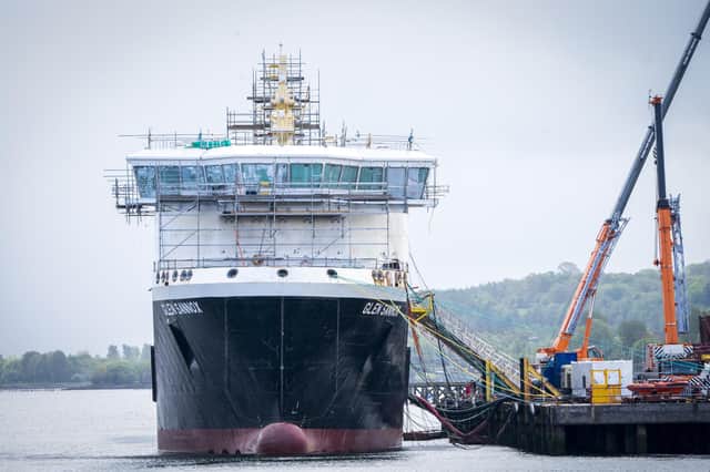 Work continues on the unfinished Glen Sannox ferry at the Ferguson Marine shipyard in Port Glasgow (Picture: Jane Barlow/PA)