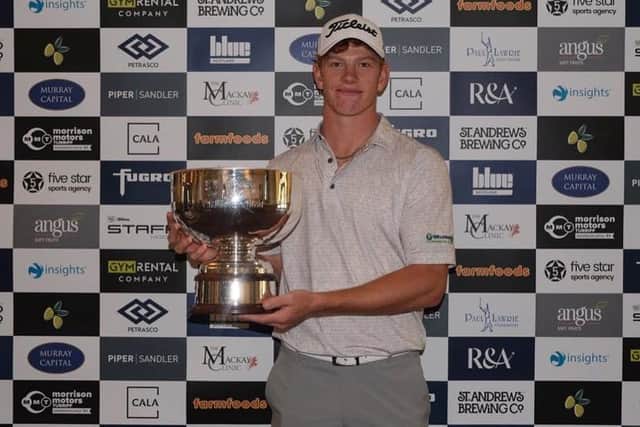 Gregor Graham shows off the trophy after winning the Blairgowrie Perthshire Masters on Paul Lawrie's Tartan Pro Tour last year. Picture: Tartan Pro Tour