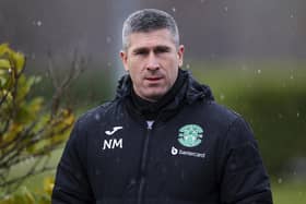 Hibs boss Nick Montgomery will no longer wear a microphone during the derby against Hearts. (Photo by Ewan Bootman / SNS Group)