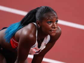 British sprinter Dina Asher-Smith reacts after finishing third in the women's 100m semi-final. Picture: Christian Petersen/Getty Images