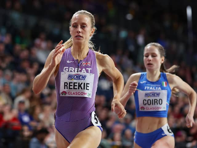 Jemma Reekie competes in the Women's 800 metres heats in Glasgow.