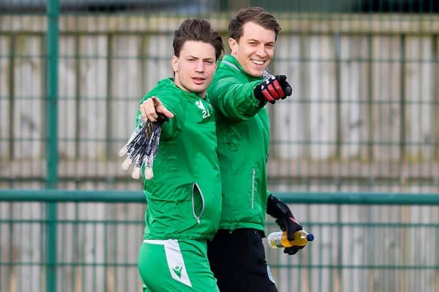 Kevin Dabrowski (left) and Matt Macey are competing to be Hibs number one this season. (Photo by Mark Scates / SNS Group)