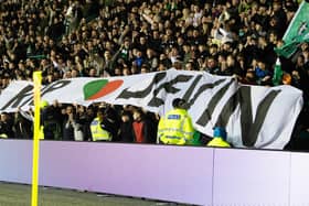 At a recent derby, Hibs fans paid tribute to a teenage Hearts fan who died last month.  (Photo by Ross Parker / SNS Group)