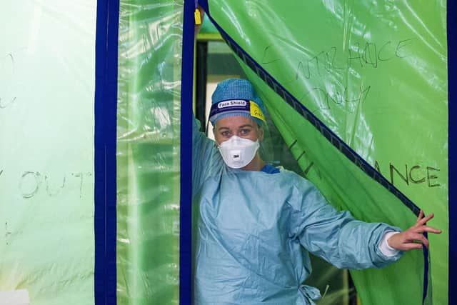 Charge nurse Gill MacLean entering the ICU. Picture: Lisa Ferguson