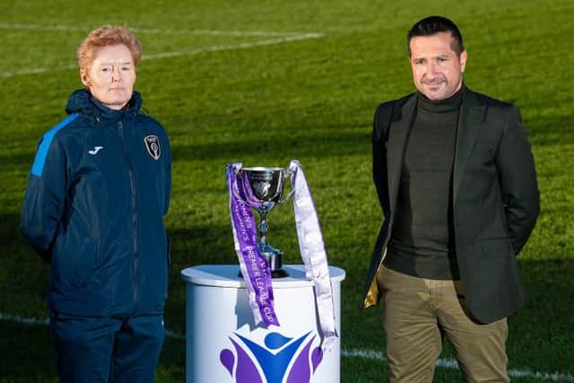 Glasgow City head coach Eileen Gleeson (L) and Celtic head coach Fran Alonso. (Photo by Ross MacDonald / SNS Group)