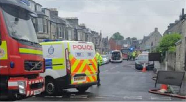 Emergency services were called after an 'explosion' on Dewar Street in Dunfermline on Saturday. Picture: William Scally
