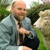 Professor Sir Ian Wilmut and Dolly. Photo: Roslin Institute