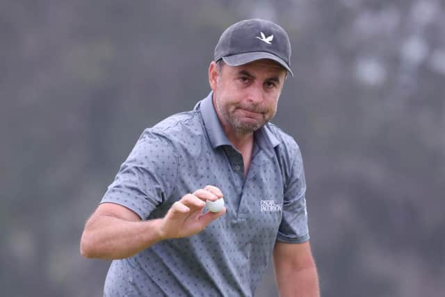 Richard Bland waves after making birdie on the 13th hole during the second round of the 2021 US Open at Torrey Pines. Picture: Harry How/Getty Images.