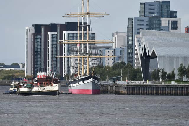 Passing the Tall Ship SS Glenlee in Glasgow today. Picture: John Devlin