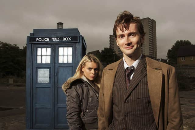 David Tennant as Dr Who with assistant Rose Tyler, played by Billie Piper. Tennant has been voted the best ever Doctor Who.