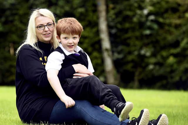 Murray Gray, with his mother Karen, has a rare form of epilepsy but his condition has dramatically improved since taking medicinal cannabis (Picture: Lisa Ferguson)