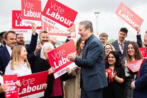 Sir Keir Starmer celebrates the English local election results. Picture: Labour Party