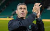 Hibs manager Nick Montgomery celebrates at full time after the Viaplay Cup quarter-final win over St Mirren at Easter Road.  (Photo by Mark Scates / SNS Group)