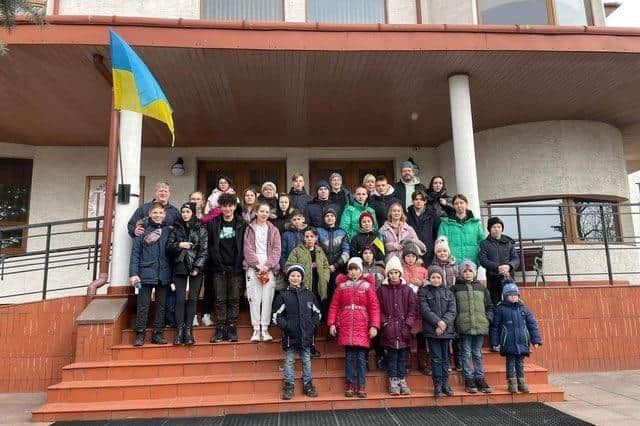 The first 30 of the orphans who were evacuated thanks by the Hibs charity Dnipro Kids.