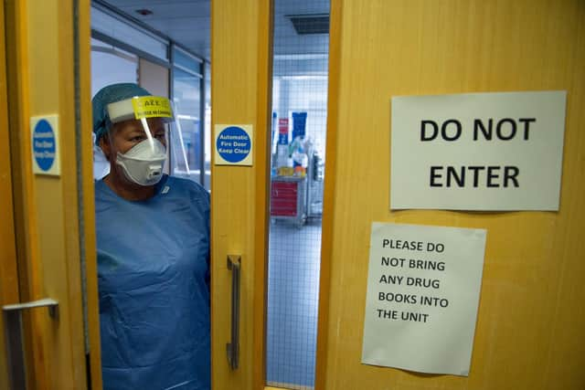 Staff seen inside the ICU two unit at the Royal Alexandra Hospital, Paisley, Scotland, as it deals with the Coronavirus outbreak