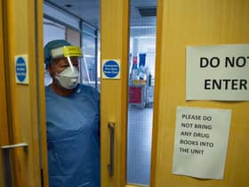 Staff seen inside the ICU two unit at the Royal Alexandra Hospital, Paisley, Scotland, as it deals with the Coronavirus outbreak