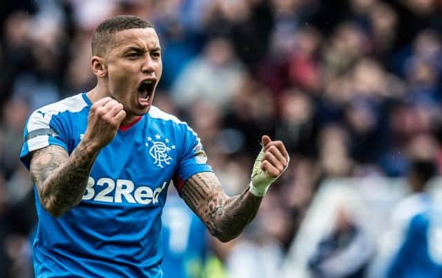 Celebrations for James Tavernier on his Old Firm debut in April 2016 when Rangers defeated Celtic in a penalty shoot-out in the Scottish Cup semi-final. (Photo by Craig Foy/SNS Group).
