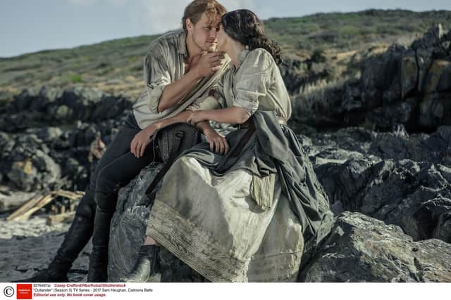 Sam Heughan and Caitriona Balfe star in hit TV series Outlander. Picture: Casey Crafford/Hbo/Kobal/Shutterstock