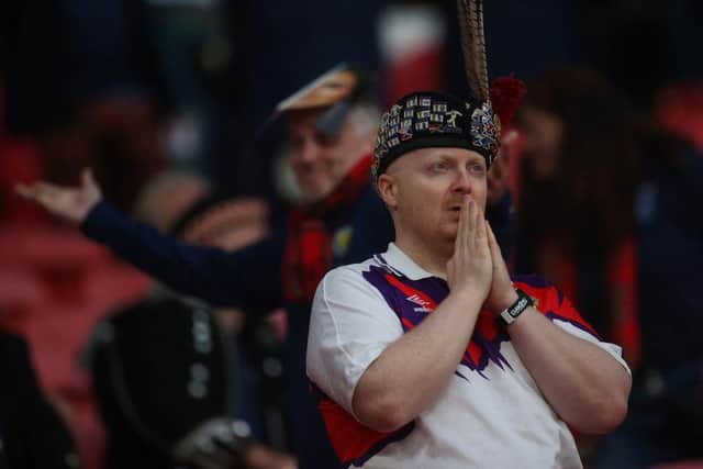 The Tartan Army are praying for a place in the play-offs - and a World Cup return (Photo by CARL RECINE/POOL/AFP via Getty Images)