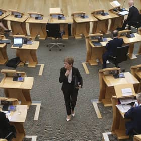 Nicola Sturgeon has to answer hard questions about an independent Scotland's currency and government spending deficit (Picture: Fraser Bremner/pool/Getty Images)