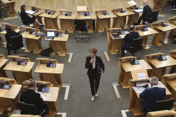 Nicola Sturgeon has to answer hard questions about an independent Scotland's currency and government spending deficit (Picture: Fraser Bremner/pool/Getty Images)