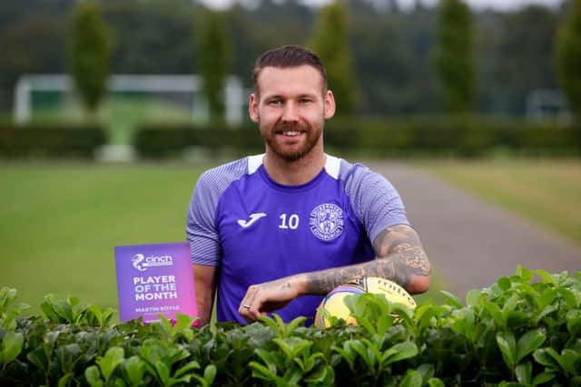 Hibs Martin Boyle wins the cinch Premiership award for August during Hibs Training at the HTC, on September 10, 2021, in Tranent, Scotland. (Photo by Craig Williamson / SNS Group)