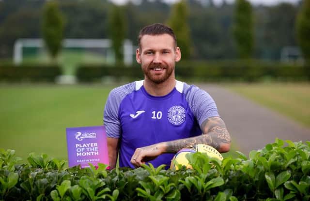 Hibs Martin Boyle wins the cinch Premiership award for August during Hibs Training at the HTC, on September 10, 2021, in Tranent, Scotland. (Photo by Craig Williamson / SNS Group)