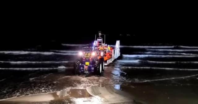 A lifeboat was tasked with aiding the evacuation, however, the waves were too big for the lifeboat to safely get close inshore (Photo: RNLI).