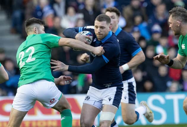 Finn Russell and Robbie Henshaw in action during the Six Nations match between Scotland and Ireland at BT Murrayfield in March. (Photo by Craig Williamson / SNS Group)