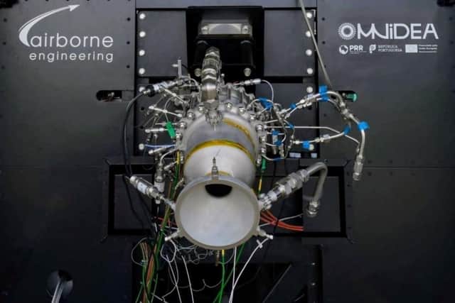 An Omnidea liquid methane and liquid oxygen 3D-printed regenerative engine ready for testing.