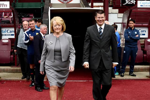 Hearts owner Ann Budge with SPFL chief executive Neil Doncaster.