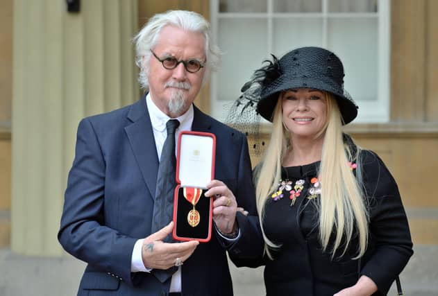 Sir Billy Connolly with his wife Pamela Stephenson after being knighted by the Duke of Cambridge at Buckingham Palace in 2017 (Picture: John Stillwell/PA Wire)