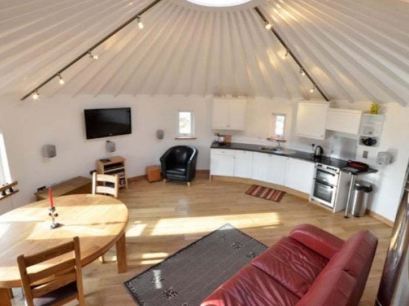 It's unlikely you've ever been in a room like the circular kitchen and living area before.