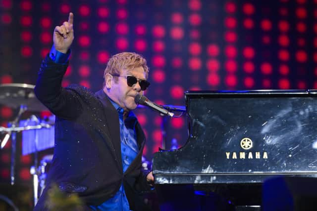 Sir Elton John performing at Radio 2 Live in Hyde Park, London.