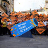 Newly elected Liberal Democrat MP Sarah Dyke with party leader Sir Ed Davey in Frome, Somerset, after winning the Somerton and Frome by-election (Picture: Ben Birchall/PA)