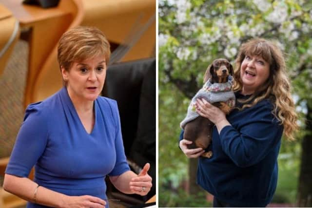 Nicola Sturgeon and comedian Janey Godley