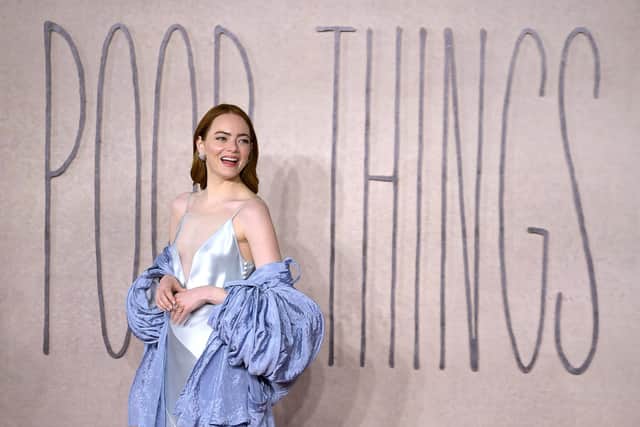 Emma Stone plays Bella Baxter in the film version of Alasdair Gray's Poor Things (Picture: Eamonn M McCormack/Getty Images for Walt Disney Studios Motion Pictures UK)